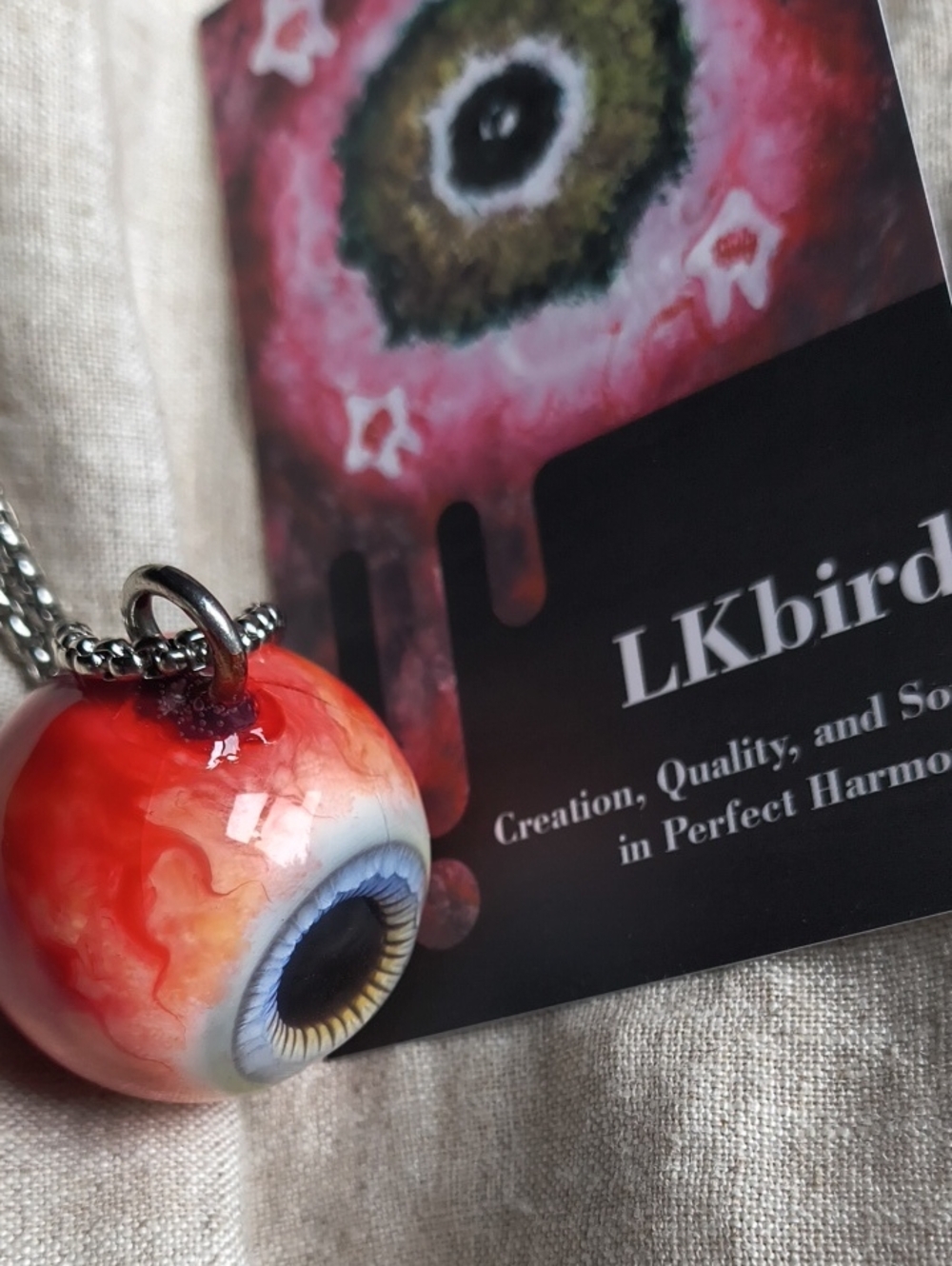 LKBIRD PHANTOM SUN REALISTIC Eyeball Necklace. 👁️ CREEPY 👁️ HORROR 👁️ - Picture 14 of 14